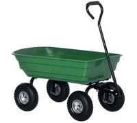 Chariot de Jardin - Outsunny - 100L Charge 250 kg - 4 Roues pneumatiques, poignée réglable - pour Extérieur - Acier - vert