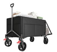 Outsunny Chariot de Transport de Plage Pliable 155L, Chariot de Jardin avec côtés ouvrables, poignée réglable et Poches latérales, Charge Max 100 kg, pour Camping, Shopping, Jardin, extérieur, Noir