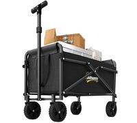 Outsunny Chariot de Transport de Plage Pliable à roulettes 60 kg, Chariot de Jardin avec poignée télescopique, remorque avec Sacs de Transport pour Plage, Camping, Festival, Noir