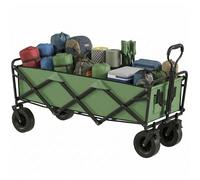 Chariot de jardin - Outsunny - pliable avec freins - poignée réglable - acier et tissu - 130L 250kg - vert