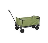 Chariot de jardin pliable 130L - housse zippée amovible, poignée télescopique mobile - acier noir tissu kaki