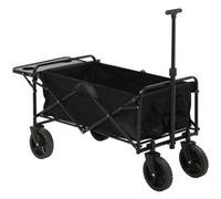 Outsunny Chariot de plage pliable 4 roues bâche amovible poignée télescopique 117×51×100 cm Noir