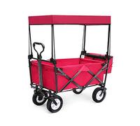 Chariot de jardin pliable avec auvent, chariot utilitaire robuste pour le camping en plein air, le transport de plage, chariot d'épicerie multifonction pour usage domestique