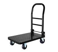 Chariot de jardin pliable avec plateau en acier, roues silencieuses et poignée réglable - Parfait pour déplacer des pots de fleurs, des outils et des glacières.