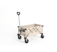 Chariot de jardin pliable avec roues tout terrain, chariot de jardin robuste avec poignée réglable, chariot utilitaire d'extérieur pour camping, shopping, sports de pêche, beige