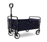 Chariot de jardin pliable et multifonction pour camping, plage, supermarché, 4 roues, capacité de 60 kg, noir