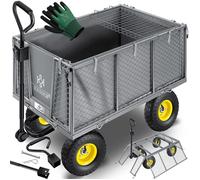 Chariot de jardin pliable - KESSER - Charge maximale 550kg - 4 roues pneumatiques - Poignée ergonomique avec mousse