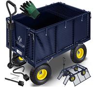 Chariot de jardin pliable - KESSER - Charge maximale 550kg - 4 roues pneumatiques - Poignée ergonomique avec mousse