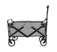 Chariot de jardin pliable léger - Chariot utilitaire à 4 roues pour le camping, la plage et le supermarché - Chariot de courses multifonction - Capacité de charge de 60 kg - Facile à ranger