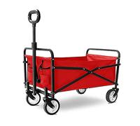 Chariot de jardin pliable multifonction pour camping, plage, supermarché, 4 roues, capacité de 60 kg, noir, léger et portable
