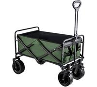 Chariot de jardin pliable robuste avec 2 porte-gobelets et roues tout-terrain, idéal pour le shopping, le camping, les sports et les activités de plein air. Chariot utilitaire polyvalent et durable