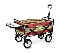 Chariot de jardin pliable robuste - Capacité de 80 kg - Chariot utilitaire multifonction pour camping, pique-nique et pêche avec plateau de table - Solution de rangement
