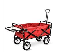 Chariot de jardin pliable robuste - Chariot étanche 600D pour supermarché, plage, rangement de barbecue en plein air - Camion utilitaire rouge