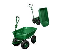 Chariot de jardin remorque 4 roues TERRE JARDIN 55 L - Charge 120 kg - Bac basculant avec attache tracteur