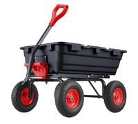 Chariot de jardin robuste d'une capacité de 362,9 kg avec pneus de 25,4 cm, poignée rotative à 180°, cadre en acier à dégagement rapide pour pelouse, ferme, grange et jardin