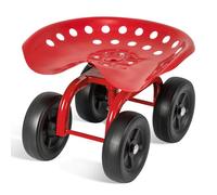 Chariot de jardin roulant avec siège pivotant, siège de travail robuste réglable en hauteur, capacité de charge de 150 kg