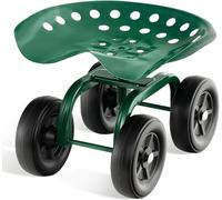 Chariot De Jardin Roulant Réglable avec Siège Pivotant, Tabouret De Jardin Robuste, Capacité De Charge De 50 Kg, Idéal pour Les Travaux Extérieurs Et De Jardinage (Vert)