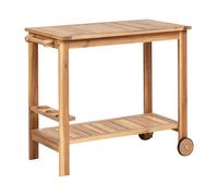Chariot de Jardin Rustique en Bois d'Acacia sur Roulettes 47 x 90 x 74 cm