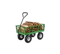 VEVOR Chariot de Jardin Transport, Charge 308,44 kg, Chariot Utilitaire Robuste Tractable Extérieur en Métal avec Pneus 254 mm, Côtés Amovibles en Maille Convertible en Plateau, Poignée Rotative 180°