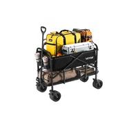 Chariot de Jardin Transport Pliable Robuste 2 Niveaux Capacité 300L 204,12kg Noir