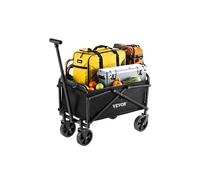 Chariot de Jardin Transport Pliable Robuste avec Roues Capacité 80L 90,72kg Noir