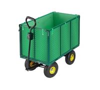 Brouette - TECTAKE - Chariot de transport avec parois latérales rabattables et bâche amovible, capacité de charge de 544 kg - Vert