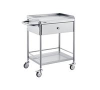Chariot De Laboratoire à 2 Etages 71x42x78,5cm En Inox Avec Tiroir Capacité 100kg
