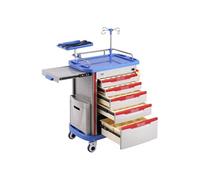 Chariot De Laboratoire à 5 Niveaux 2 Poubelles 4 Roues Silencieuses Capacité 200kg