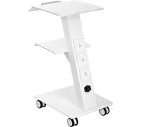 Chariot de laboratoire avec prise de courant intégrée - Véhicule de service mobile en métal 3 couches pour une charge de 100 kg - Roues pivotantes - Idéal pour laboratoire, clinique, salon de beauté
