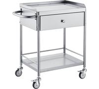 Chariot de laboratoire - Chariot pour appareils médicaux - Chariot de service - 201 Inox - Portable - Chariot de débarrassage - avec tiroirs - capacité de charge 100 kg - 710 x 421 x 785 mm - Chariot