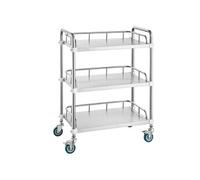 Chariot De Laboratoire En Acier Inoxydable 3 Niveaux Roulettes Pivotantes à 360°