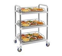 Chariot de laboratoire en acier inoxydable à 3 étages, chariot de cuisine en acier inoxydable avec 4 roulettes pivotantes, 2 freins, chariot de laboratoire, chariot de transport, chariot de