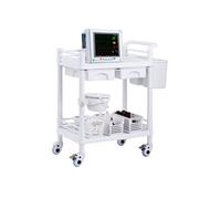 VEVOR Chariot de laboratoire 2 niveaux - 2 tiroirs, 2 plateaux, 4 roues silencieuses, 3 poubelles