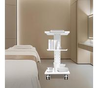 Chariot de laboratoire multifonction de niveau 3 avec prise de courant, chariot à outils pour téléphone portable, clinique, studio de beauté, table à roulettes en acier réglable en hauteur avec prises