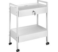 Chariot de laboratoire VEVOR, chariot polyvalent à 2 étages en acier inoxydable, chariot médical à 2 tiroirs, chariot de laboratoire sur roulettes, chariot de service blanc avec roulettes pivotantes p