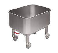Chariot de Lavage INOX avec Robinet de Vidange - 80L - Cuve INOX AISI 304 sur Roues