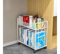 Chariot de livre mobile avec roues verrouillables, organiseur de fichiers roulants pour le bureau et la maison, grand chariot utilitaire en métal pour un accès et une organisation faciles aux