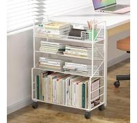 Chariot de livre mobile avec roues verrouillables, organiseur de fichiers roulants pour le bureau et la maison, grand chariot utilitaire en métal pour un accès et une organisation faciles aux