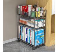 Chariot de livre mobile avec roues verrouillables, organiseur de fichiers roulants pour le bureau et la maison, grand chariot utilitaire en métal pour un accès et une organisation faciles aux