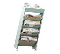 Chariot de Livres avec Tiroirs, étagère à Livres avec Roues Universelles, Conception Multicouche, Support de Livres en Plastique pour Salon, Meuble de rangement pour Livres, Chariot de Bibliothèque