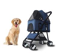 Chariot de luxe 3 en 1 pour chien/chat/animal domestique (sac à main et poussette) Roue rotative à 360° Cadre en acier à haute teneur en carbone pour animaux de compagnie de petite et moyenne taille