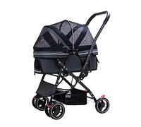 Chariot de luxe pour chien et chat, poussette pliable pour chien de petite et moyenne taille, chariot de voyage avec roues, support portable pour chien, landau réglable avec fermeture éclair (vert)
