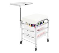 Chariot de manucure réglable en hauteur - Blanc - 100 kg - 3 couches - Roulettes - Plateau de 50,87 à 79,8 cm - Pour la maison et le salon - 30,31 x 30,32 pouces - Chariot de manucure