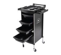 Chariot de manutention, avec 4 tiroirs et roulettes, pour coiffeur, spa (noir)