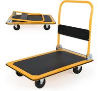 Chariot De Manutention Pliable Robuste 150 Kg/300 Kg, Diable Durable avec Poignée, Chariot à Plateau Roulant pour Un Transport Facile, Bleu Et Black+Yellow 90x60x88cm, 300kg Capacity