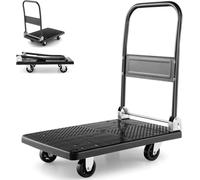Chariot De Manutention Pliable Robuste 200 Kg/400 Kg, Diable Utilitaire avec Roues Et Poignée pour Déménagement à Domicile, Au Bureau, en Supermarché Et en Entrepôt Black 72x48x81cm, 200kg
