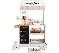 Chariot de Marchand en Bois pour Enfant 110x70x29cm avec Accessoires et Tableau Avizar Beige Beige