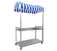 Chariot de marché aux puces Pliable sur Roues - Longueur 100-120 cm, kiosque de Vente de Nourriture de Rue Robuste, Stand de Hot-Dogs et de Glaces (Bleu, 50 cm x 100 cm)