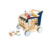 Small Foot Design – Chariot de marche Baleine 11608 en bois multifonctionnel bleu