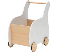Chariot de marche COSTWAY 2 en 1, trotteur avec grand coffre à jouets, forme d'éléphant, pour jeunes enfants de 1 à 3 ans, 32 x 48 x 56 cm Blanc